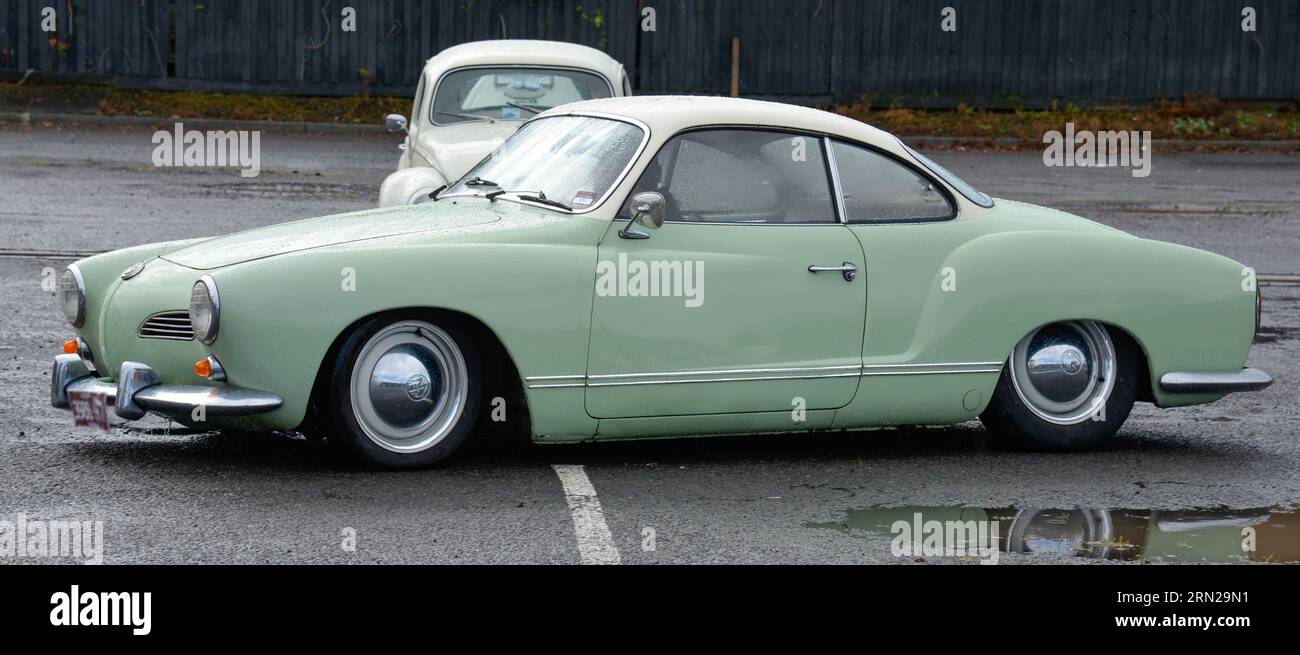 Volkswagen VW Karmann Ghia Green Cream White Vintage Retro On Show