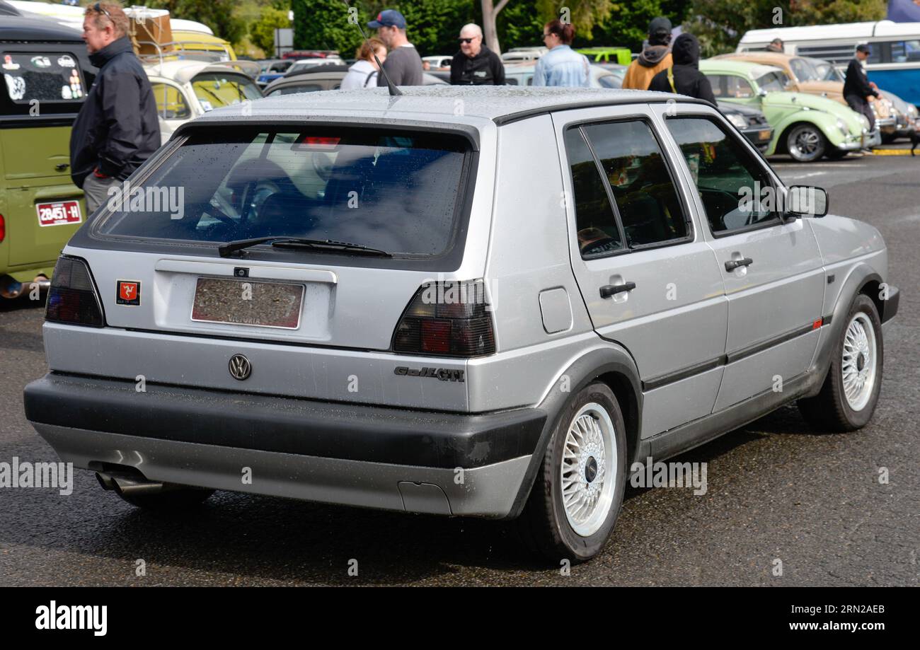 Volkswagen VW Golf Mk2 Mark ii ll Silver Vintage Retro Show Shine Day Out, Melbourne Victoria Stock Photo