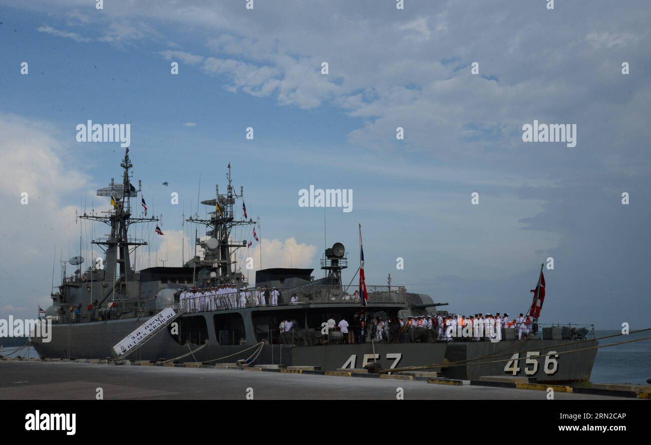 (150226) -- MUARA PORT, Feb. 26, 2015 -- Royal Thai Navy fleet consisting of three ships arrives for a visit to Brunei from Feb. 26 to Mar. 3 as part of the Royal Thai Navy cadet s training program on naval exercise on international seas in Muara Port, Brunei, Feb. 26, 2015. ) BRUNEI-MUARA PORT-ROYAL THAI NAVY FLEET ZhengxJie PUBLICATIONxNOTxINxCHN   Muara Port Feb 26 2015 Royal Thai Navy Fleet consisting of Three Ships arrives for a Visit to Brunei Darussalam from Feb 26 to Mar 3 As Part of The Royal Thai Navy Cadet S Training Program ON Naval EXERCISE ON International Seas in Muara Port Brun Stock Photo