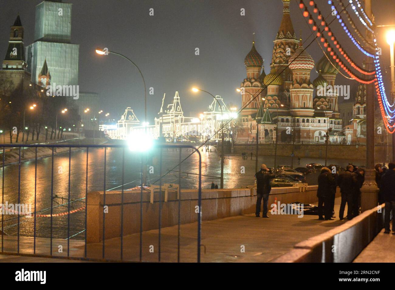 Photo shows the shooting site where Russian opposition leader Boris Nemtsov was killed in Moscow, Russia. Russian opposition leader Boris Nemtsov was shot and killed near the city center, Tass News Agency quoted government officials as saying. ) RUSSIA-MOSCOW-OPPOSITION LEADER-SHOT-DEAD PavelxBednyakov PUBLICATIONxNOTxINxCHN   Photo Shows The Shooting Site Where Russian Opposition Leader Boris Nemtsov what KILLED in Moscow Russia Russian Opposition Leader Boris Nemtsov what Shot and KILLED Near The City Center TASS News Agency quoted Government Officials As saying Russia Moscow Opposition Lead Stock Photo