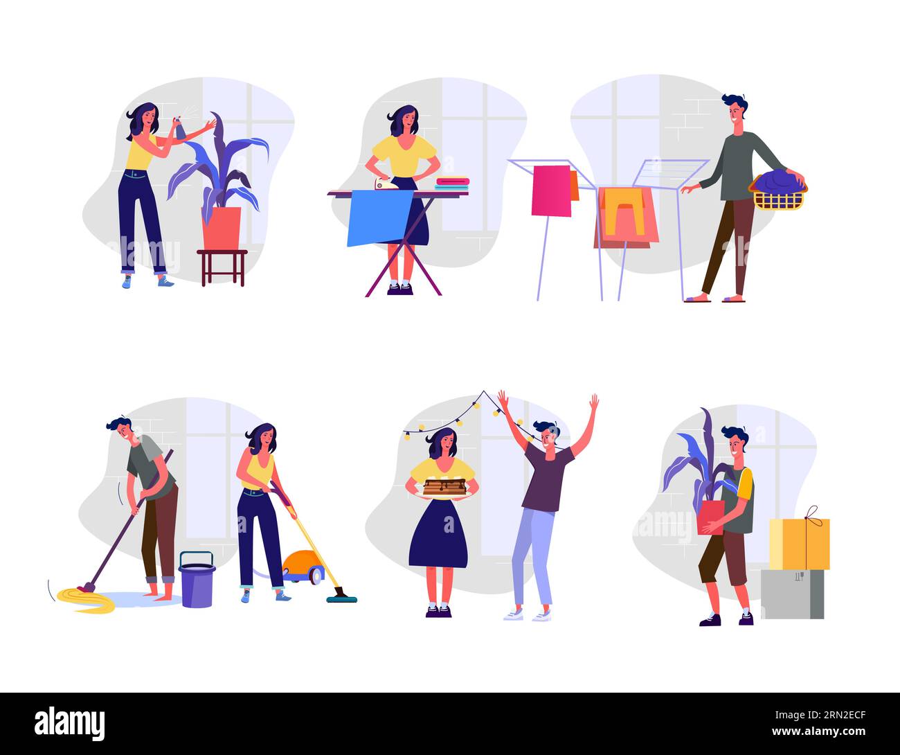 Woman moping the floor Stock Vector Images - Alamy