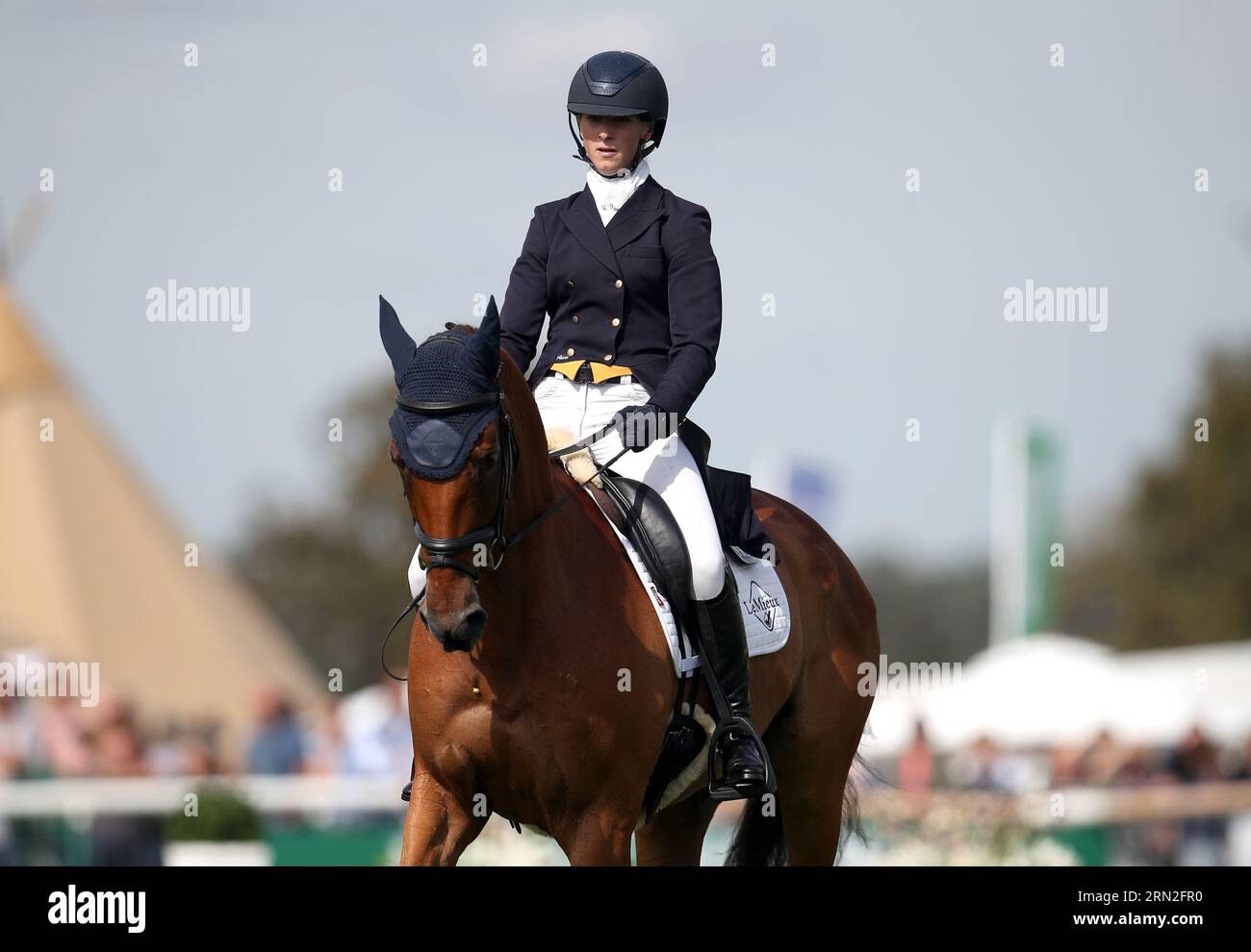 Greta Mason on Cooley For Sure compete in the Dressage on day one of the 2023 Defender Burghley Horse Trials in Stamford, Lincolnshire. Picture date: Thursday August 31, 2023. Stock Photo