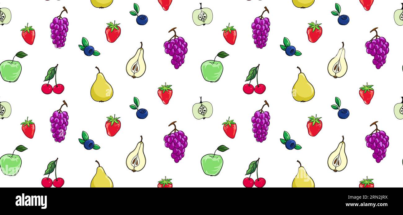 Seamless pattern with fruits and berries. Vector illustration in ...