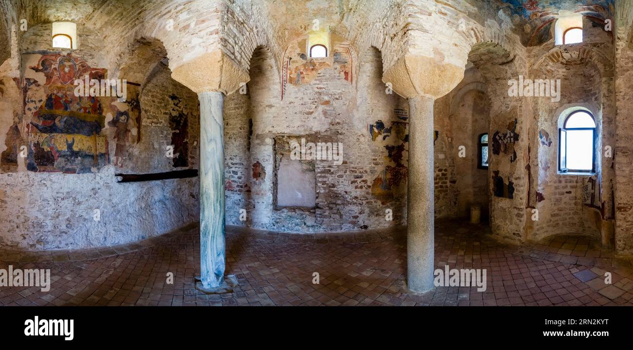 Panoramic inside view of the Cattolica di Stilo, a Byzantine church built in the 9th century. Stock Photo