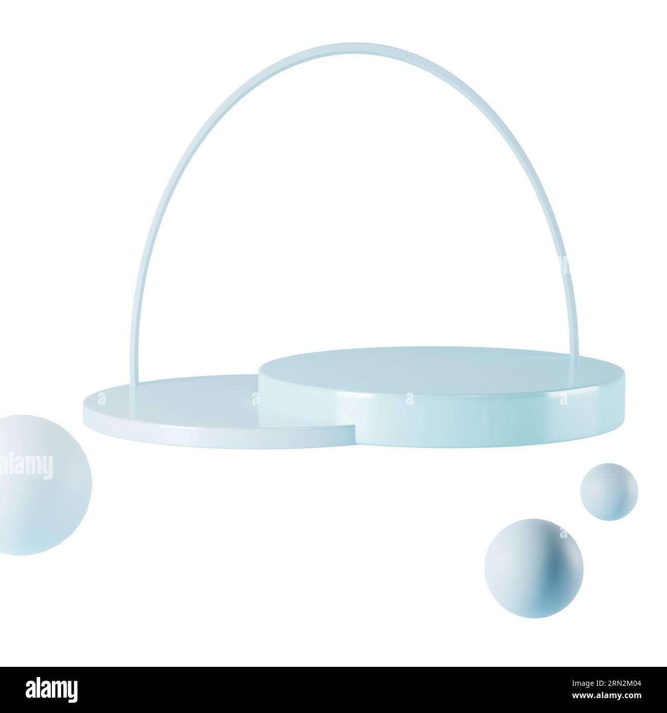 Minimalist round blue podium mockup with gate and scene with 3d ...