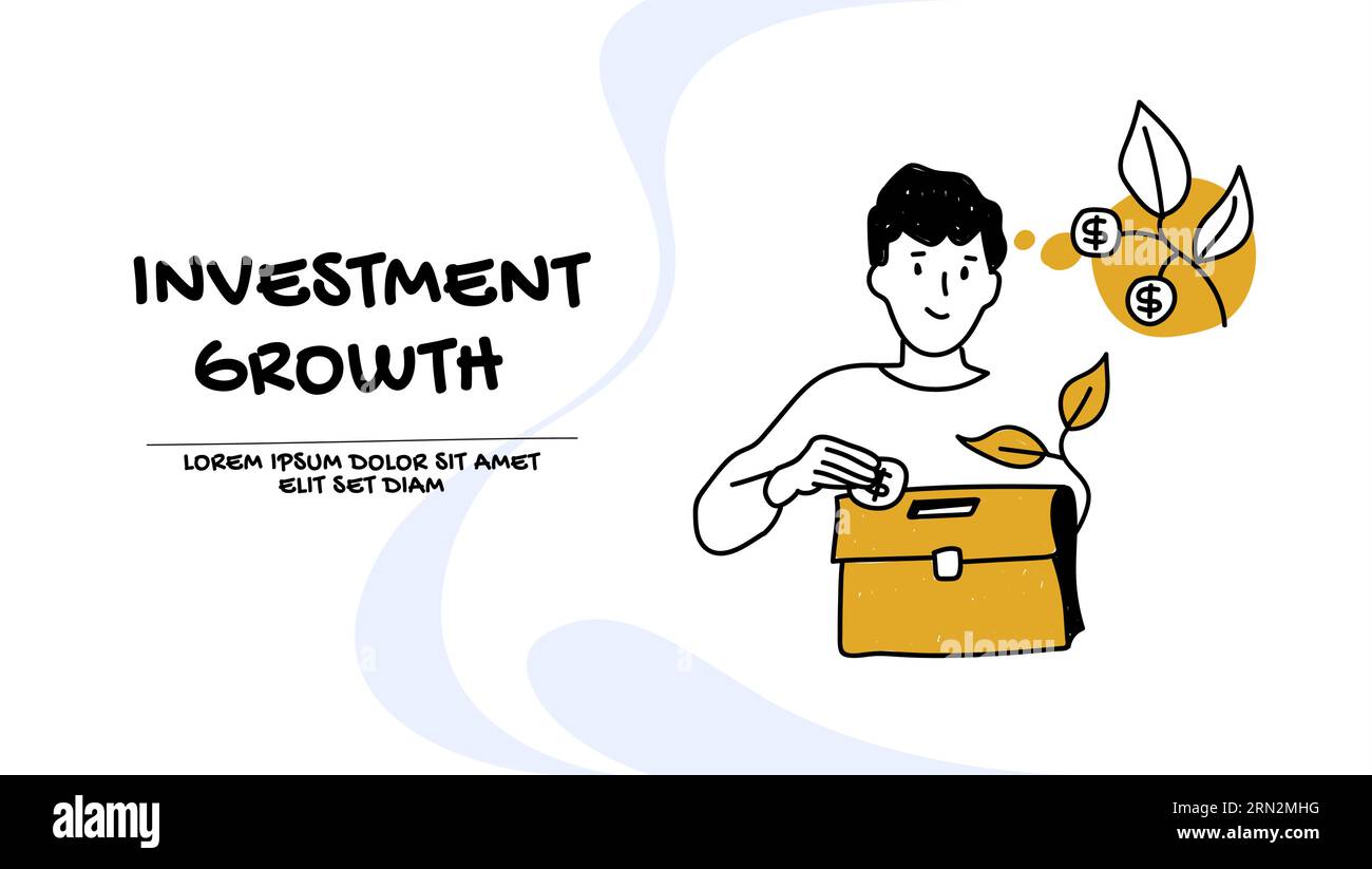 Vector of a young man with smart investment growth strategy Stock ...