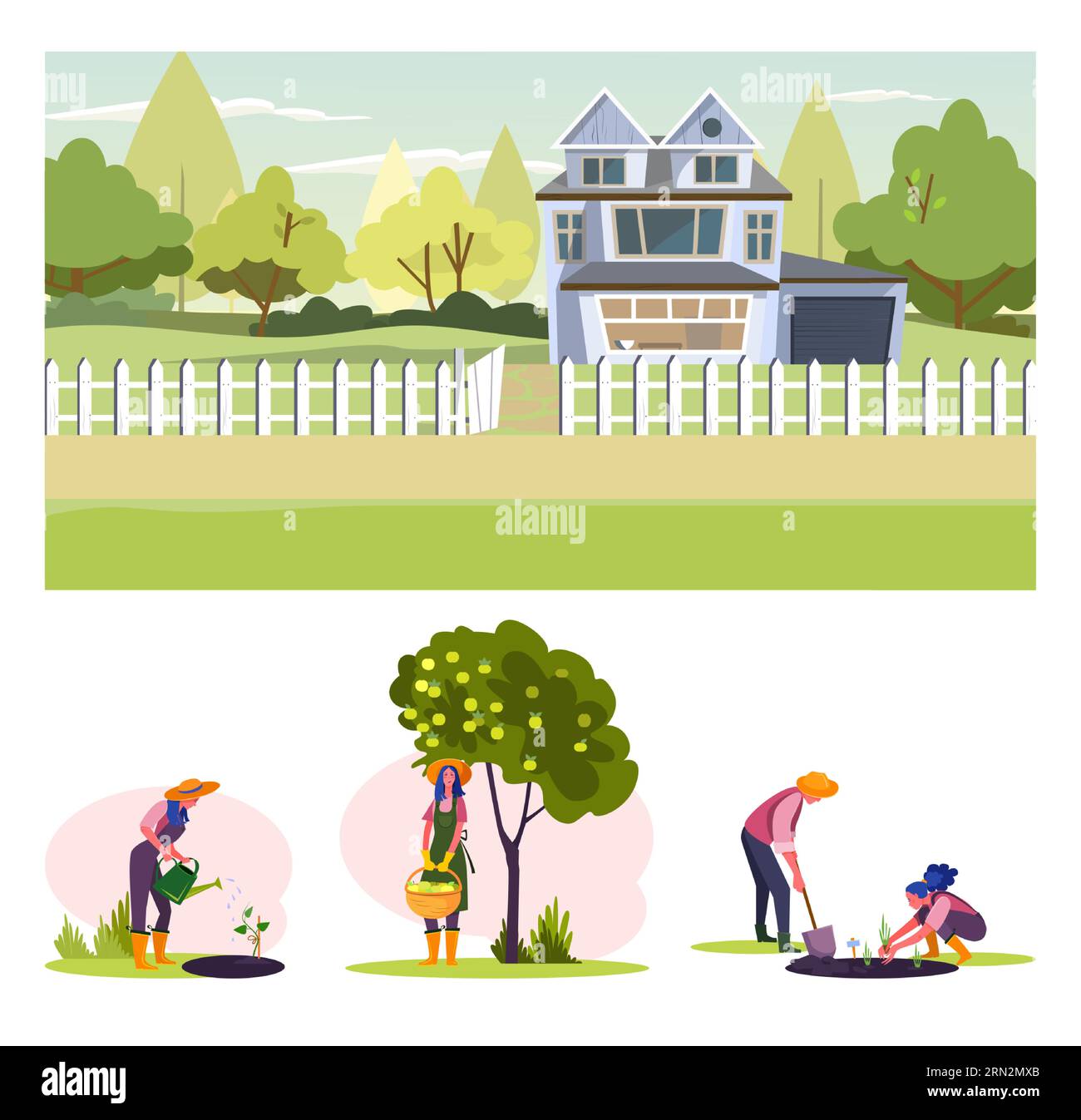 Gardening and cultivation flat vector illustration set Stock Vector ...