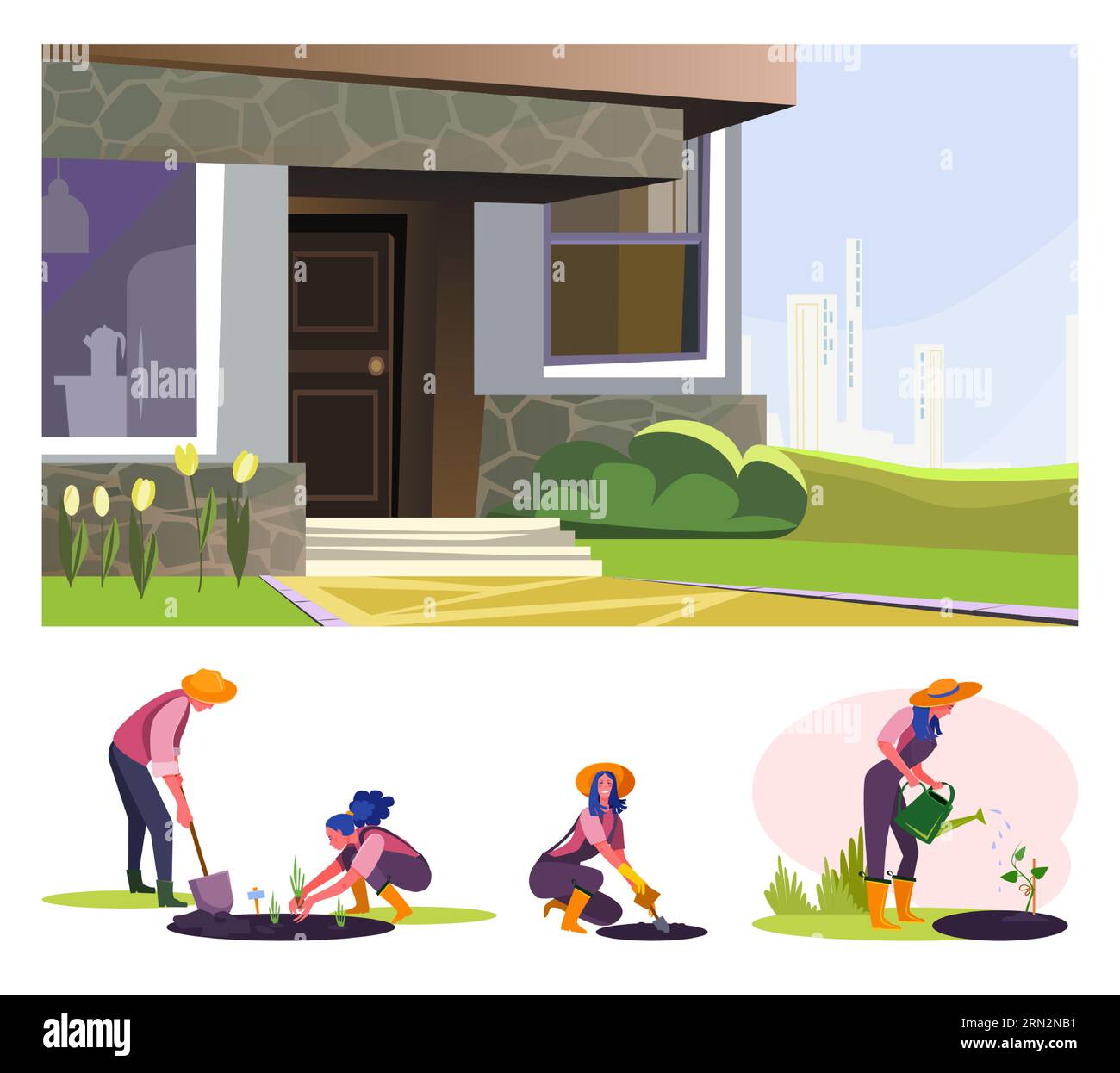 Planting seedling flat vector illustration set Stock Vector Image & Art ...