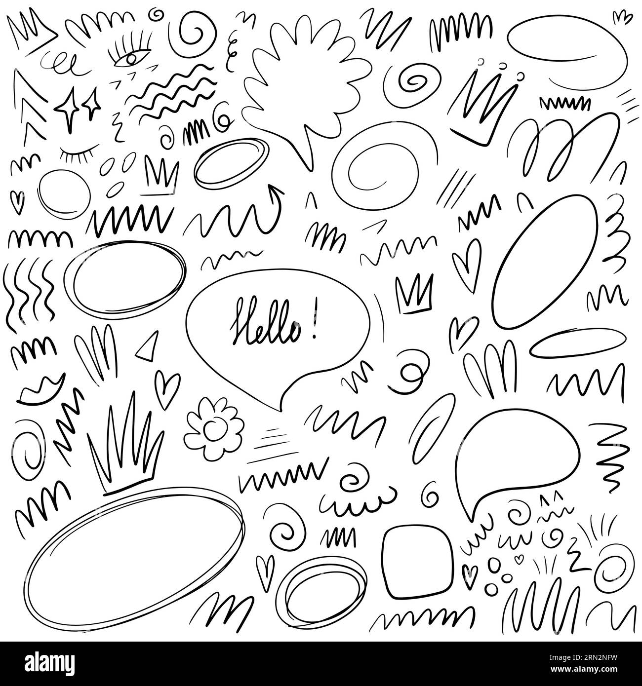 Doodle set of hand drawn speech bubbles Stock Vector Image & Art - Alamy