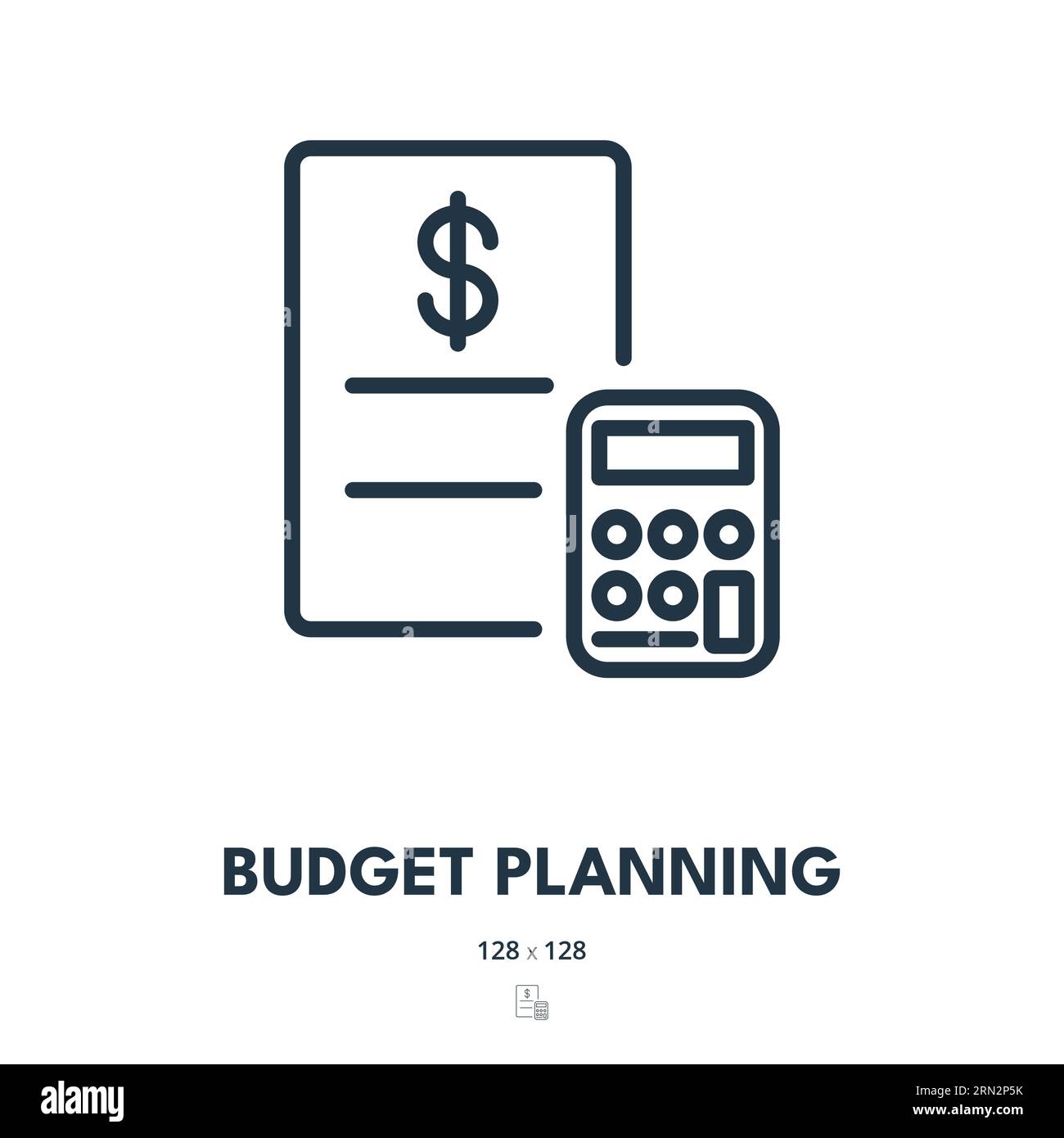 Budget Planning Icon. Accounting, Budgeting, Calculation. Editable Stroke. Simple Vector Icon Stock Vector