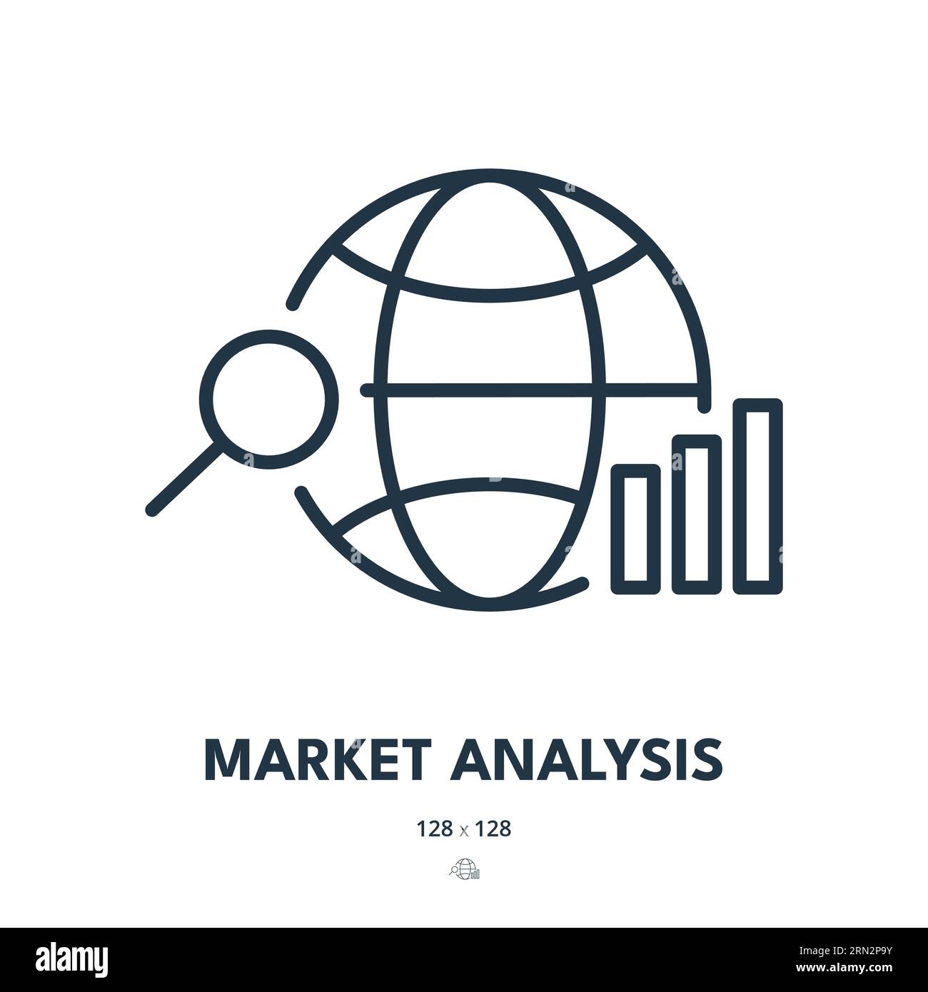 Market Analysis Icon. Analytics, Research, Statistics. Editable Stroke. Simple Vector Icon Stock Vector