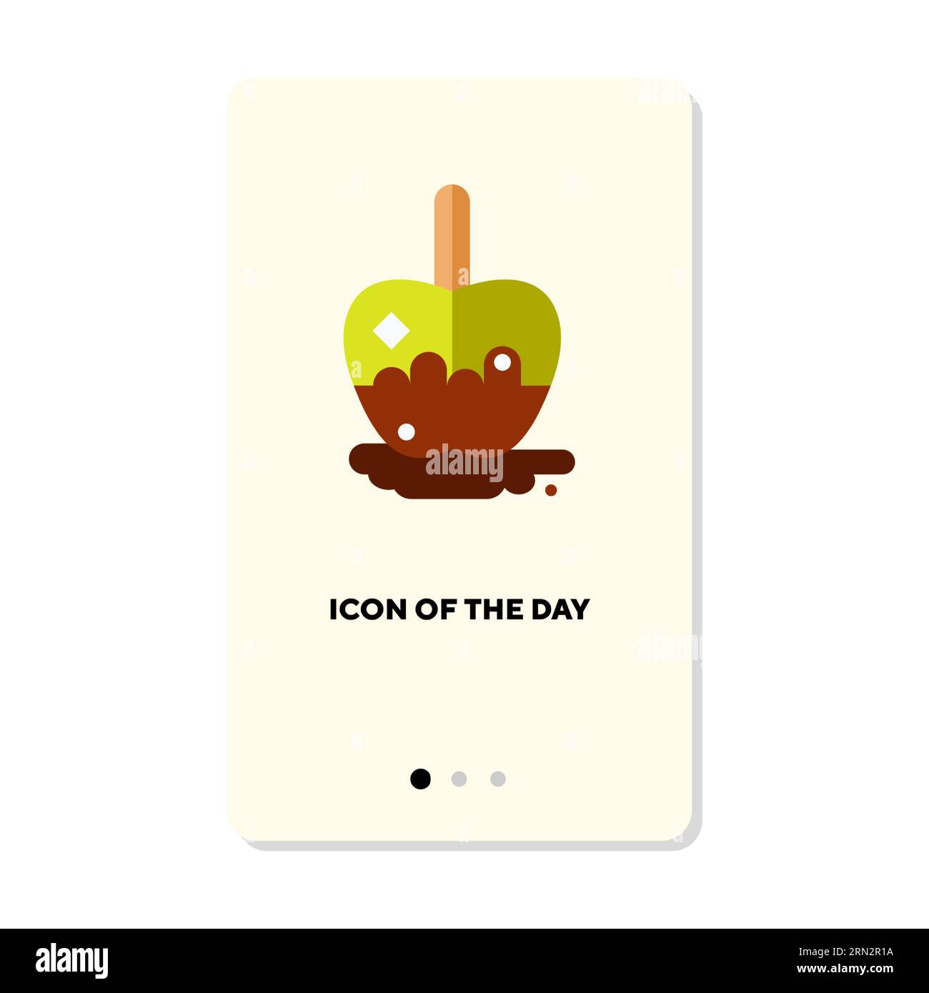 Sweet apple in chocolate on stick flat vector icon Stock Vector