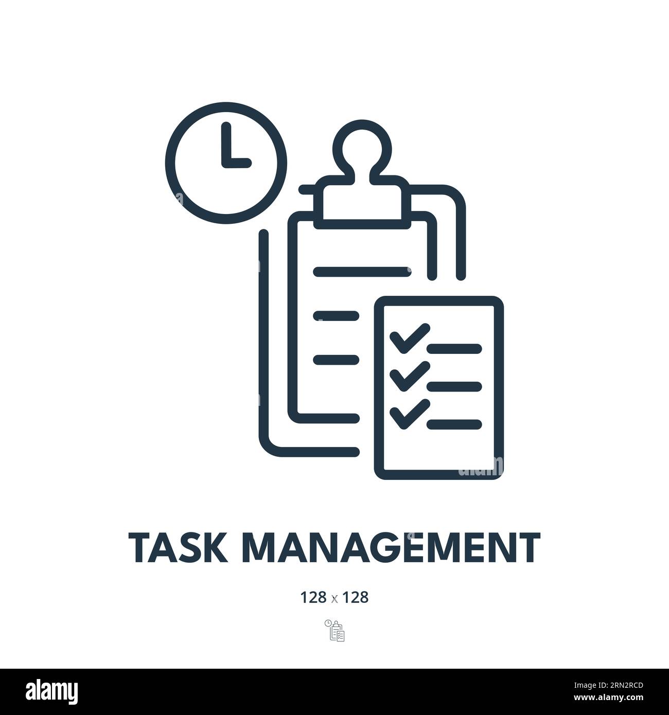 Task Management Icon. Schedule, Checklist, Plan. Editable Stroke. Simple Vector Icon Stock Vector