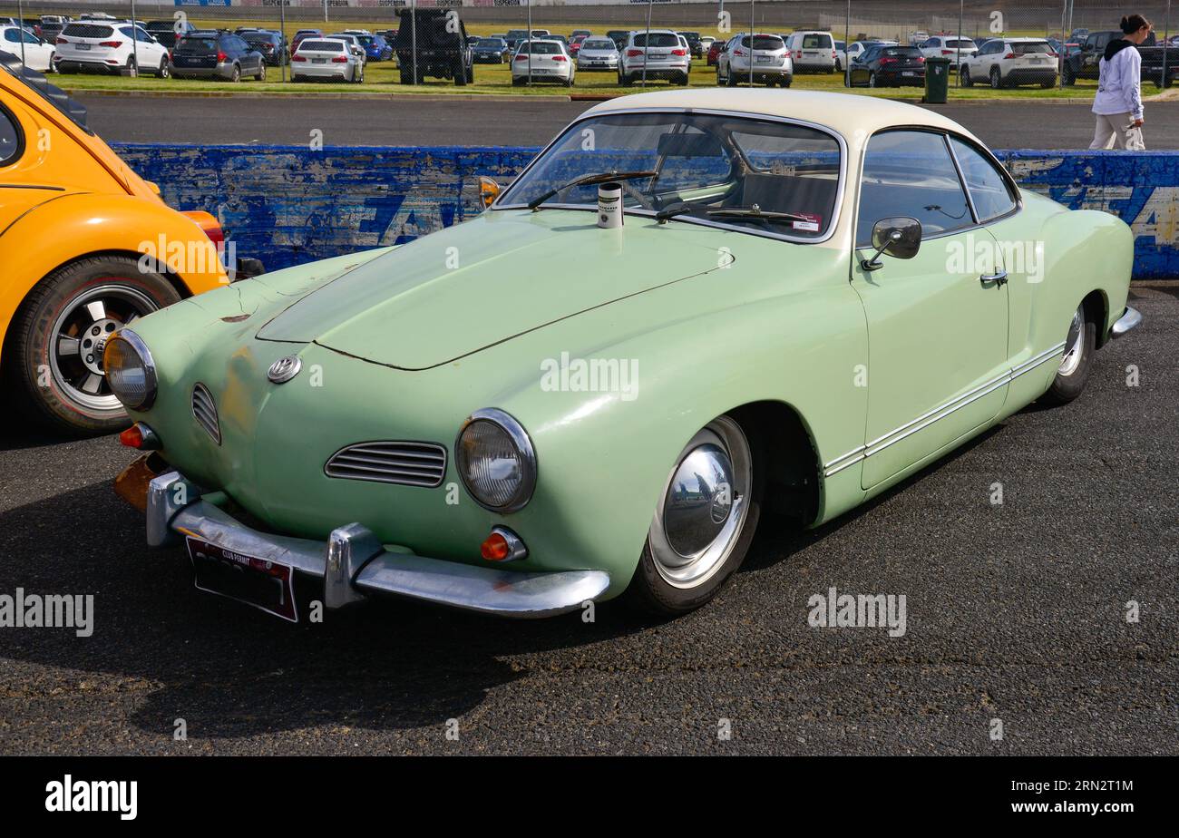 Volkswagen VW Karmann Ghia Green Cream White Vintage Retro On Show