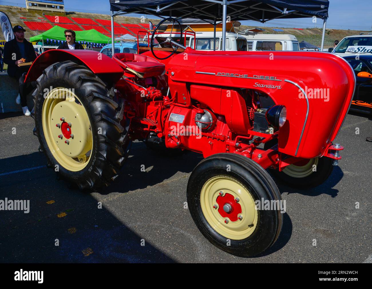 Porsche Vintage Industrial Diesel Tractor Red at Auto Show Shine