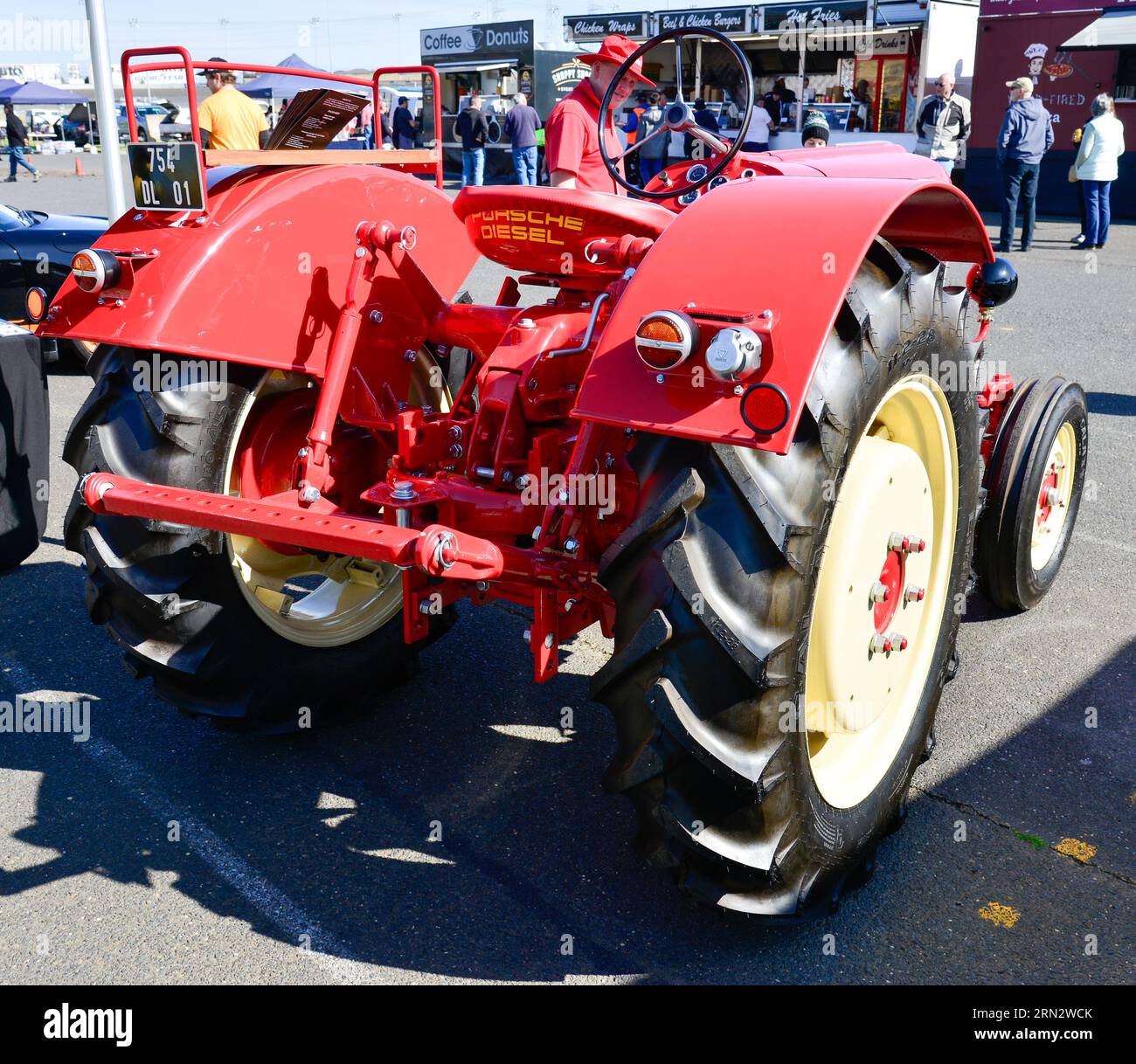 Porsche Vintage Industrial Diesel Tractor Red at Auto Show Shine