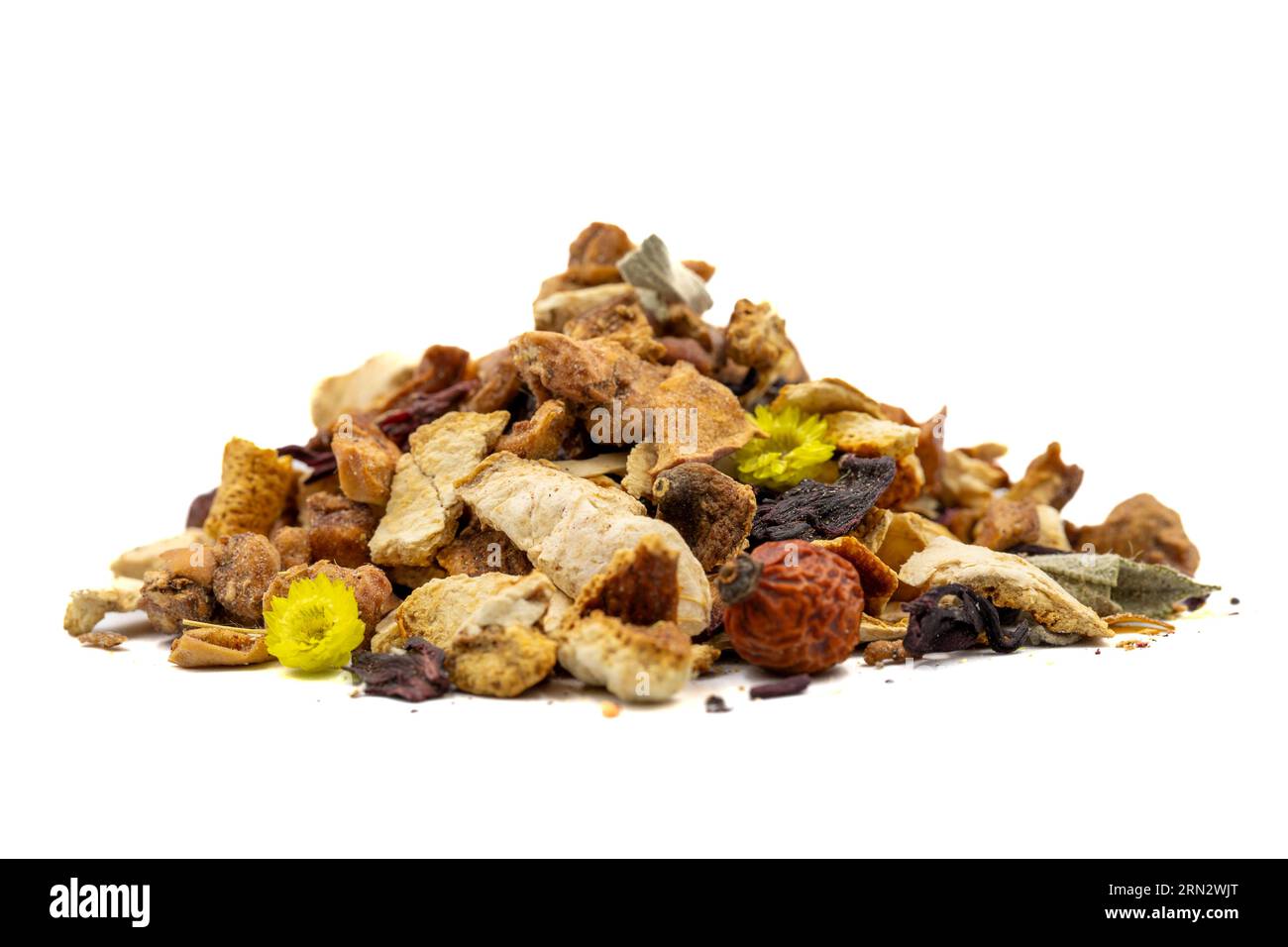 Winter tea grains. Pile of fresh winter tea isolated on white background. herbal medicine. Close up Stock Photo