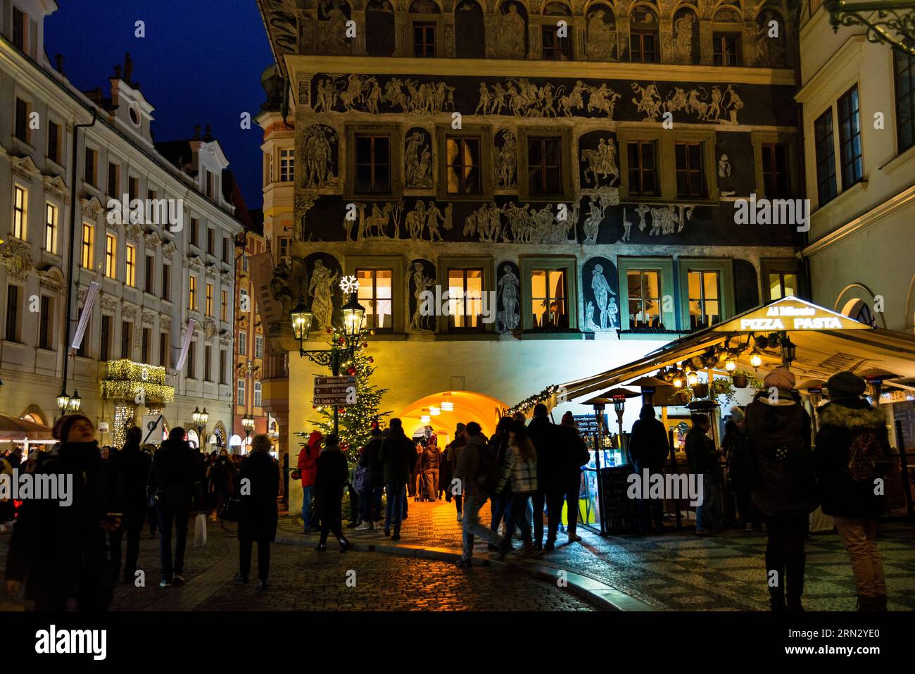 The House at the Minute in Old Town Square in Prague, Czech Republic. Stock Photo