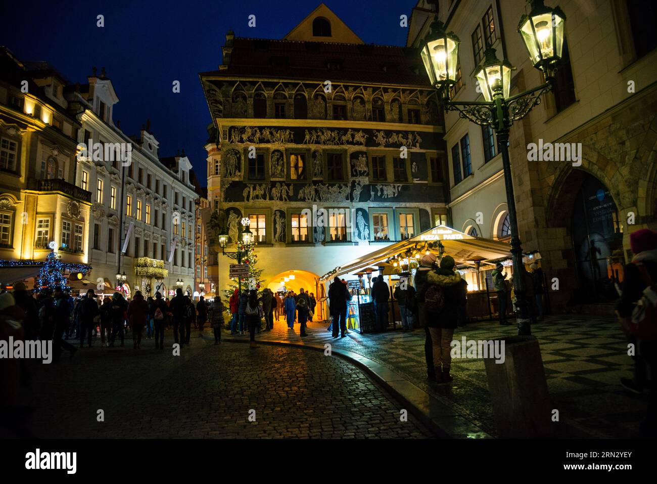 The House at the Minute in Old Town Square in Prague, Czech Republic. Stock Photo