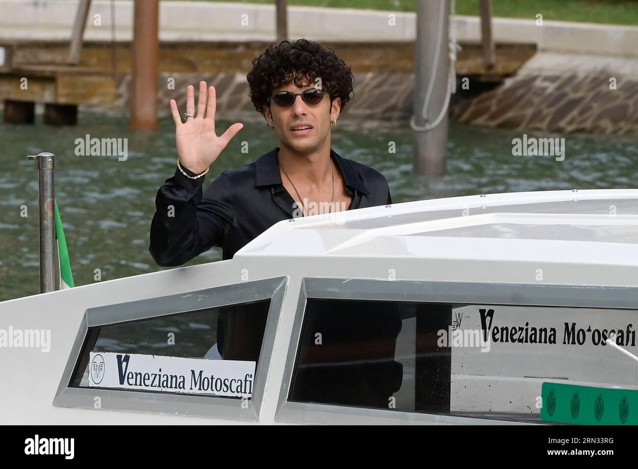 Danlo Arena arrives at the Hotel Excelsior dock in Venice Lido. (Photo