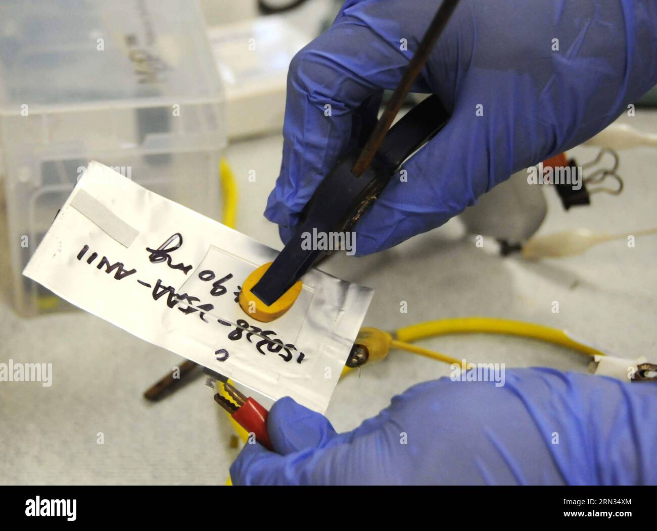 A researcher from the Stanford University tests on a newly developed