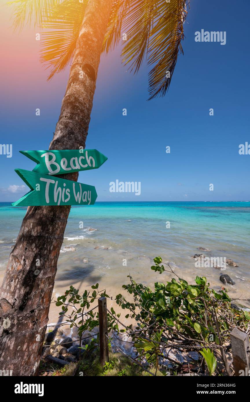 Vacations on blue sea theme. Tropical Caribbean vertical  background Stock Photo