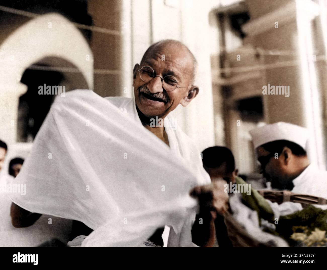 Mahatma Gandhi laughing. before 1942 Stock Photo