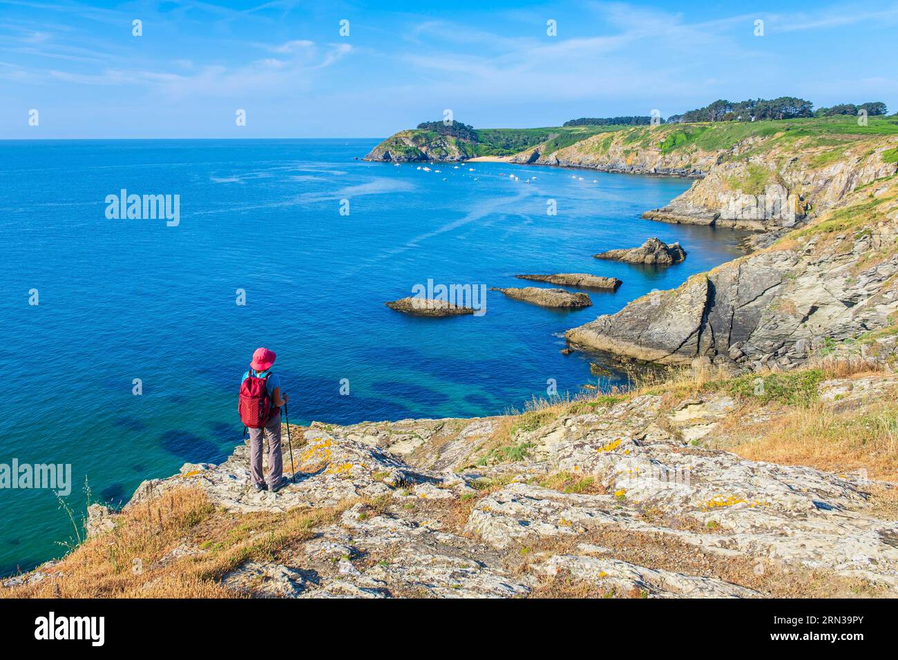 France, Morbihan, Belle Ile en Mer, Locmaria, hiking on the GR® 340 ...