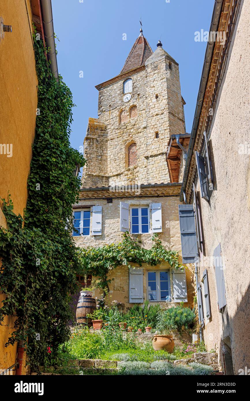 France, Gers, Lavardens, labelled Les Plus Beaux Villages de France (The Most Beautiful Villages of France), the bell tower Stock Photo