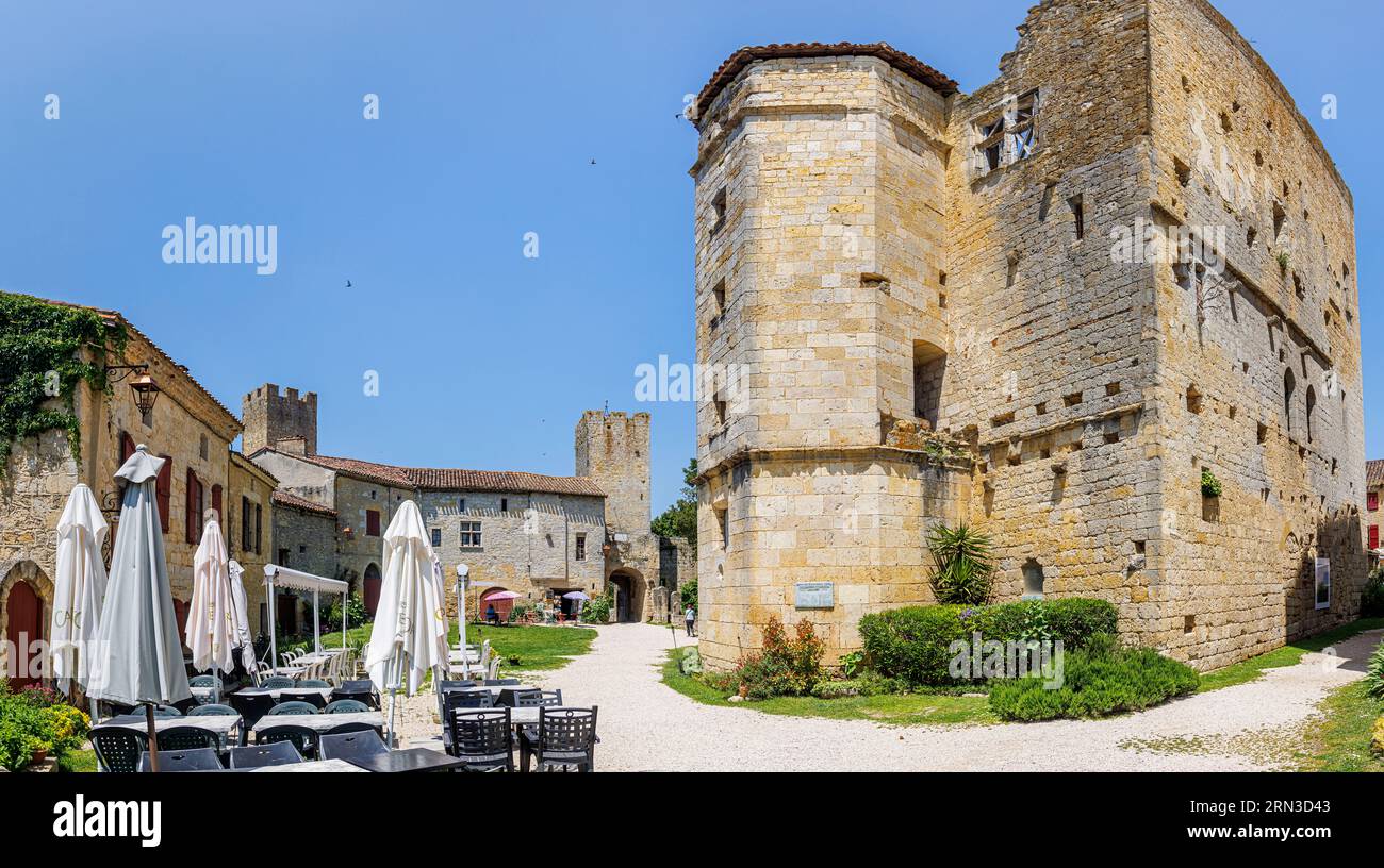 France, Gers, Larresingle, labelled Les Plus Beaux Villages de France (The Most Beautiful Villages of France), the castle and the village Stock Photo