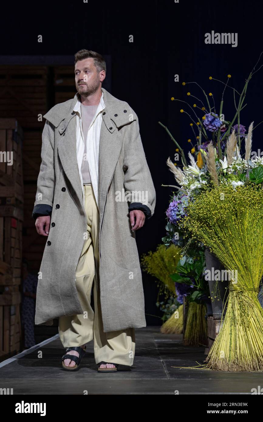 France, Seine Maritime, Saint Pierre le Viger, Flax and artistic fiber festival, fashion show Stock Photo