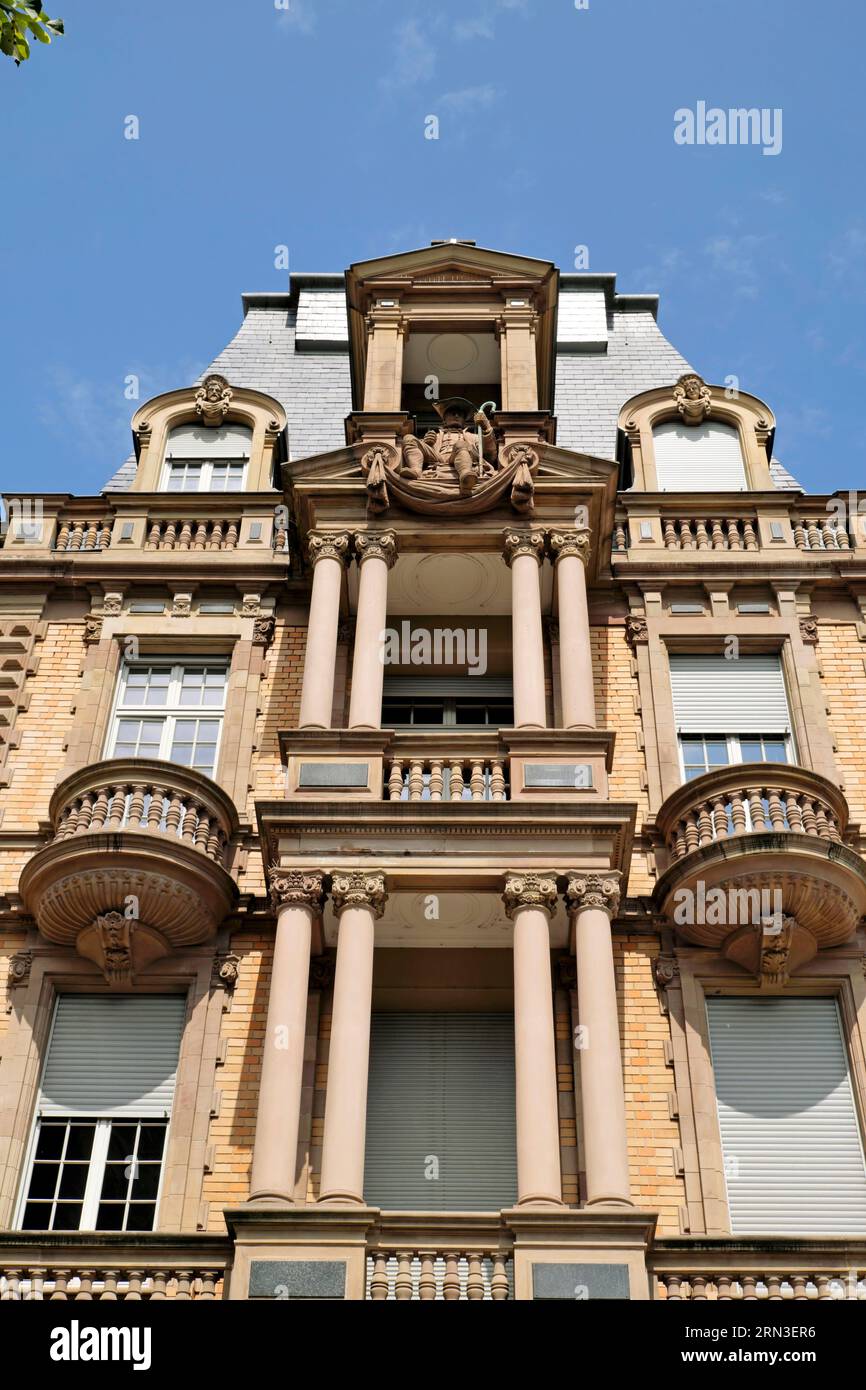 France, Bas Rhin, Strasbourg, Neustadt listed as World Heritage by UNESCO, Rue Saint Leon, Muller-Simonis house, the seated Alsatian Stock Photo