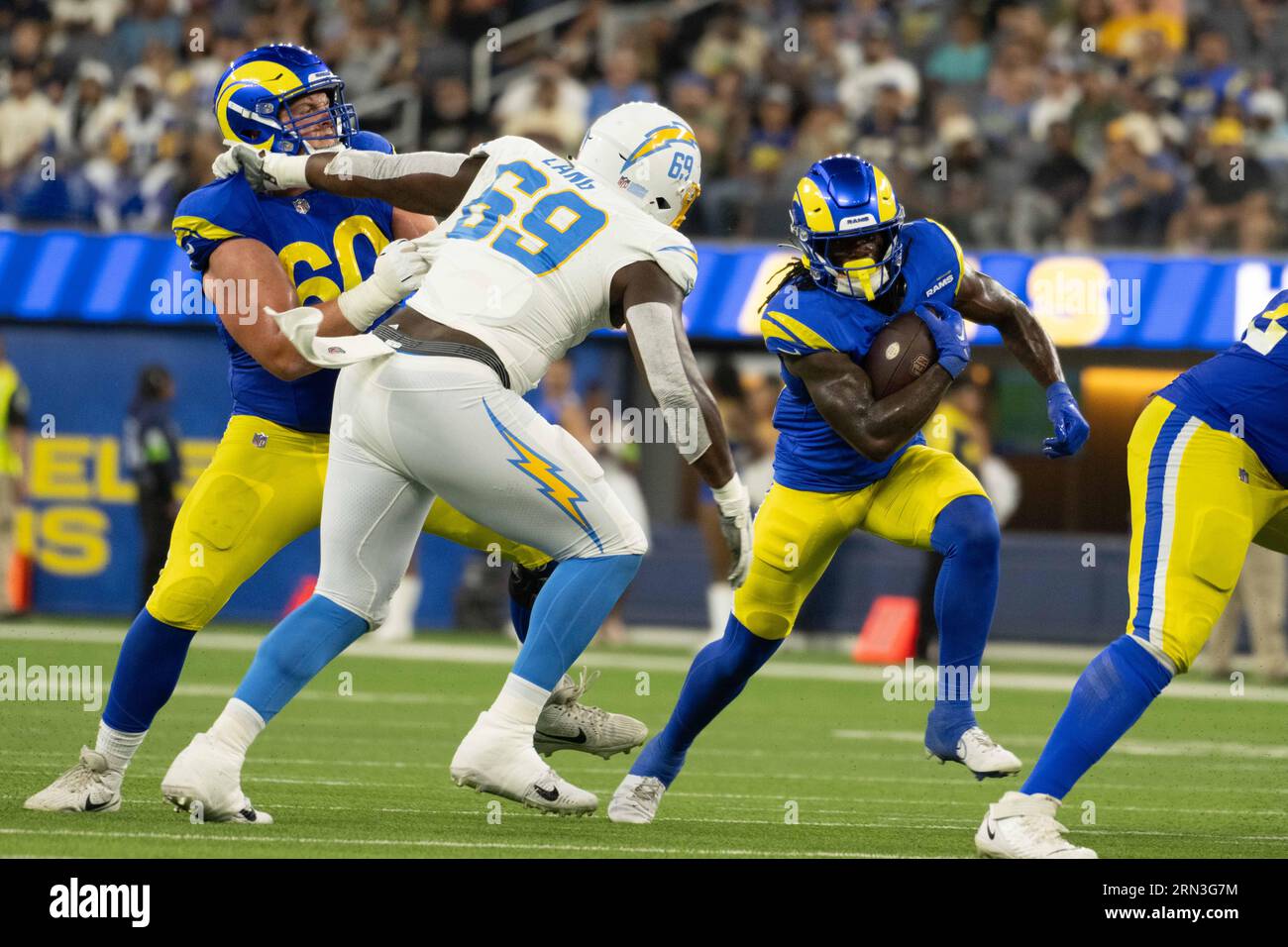 Los Angeles Rams running back Zach Evans (21) runs the ball during