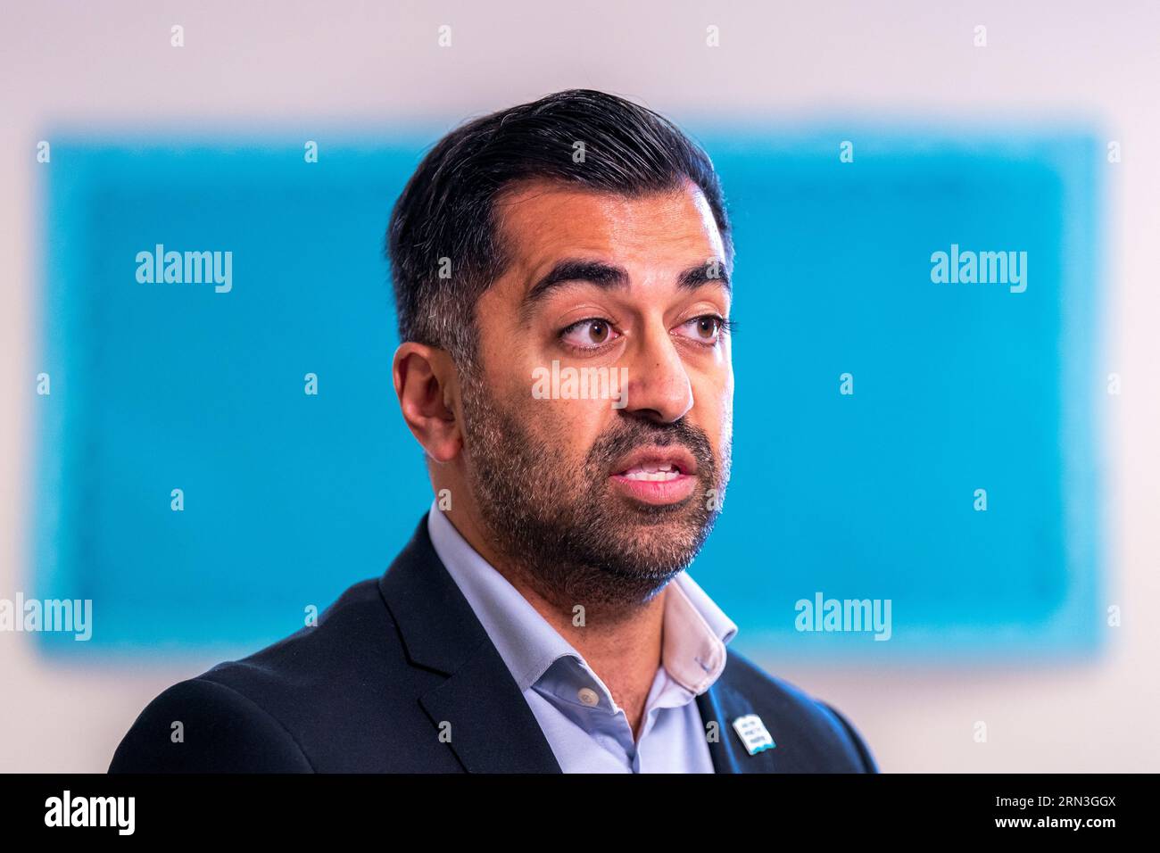First Minister Humza Yousaf during a visit to Claypotts Castle Primary ...