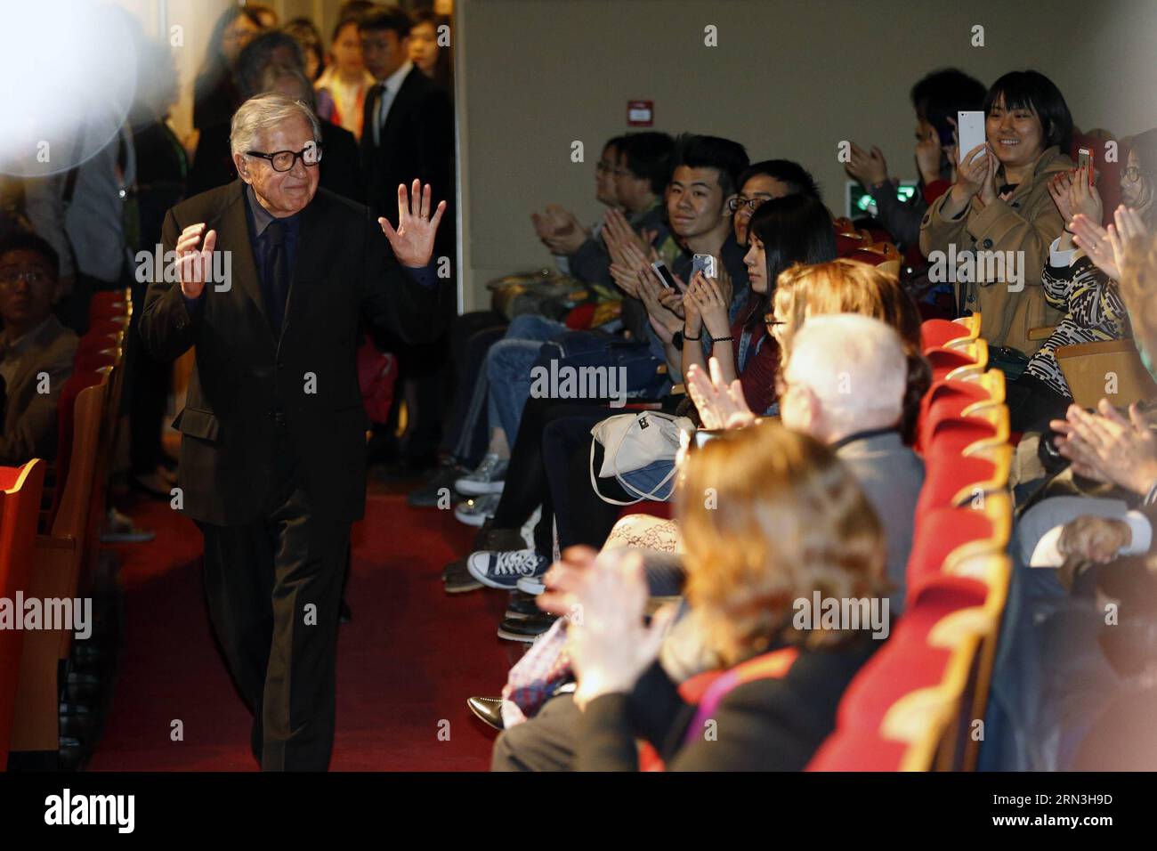 (150417) -- BEIJING, April 17, 2015 -- Paolo Taviani, one of the directors of movie Wondrous Bocoaccio , steps into the projection roomduring the fifth Beijing International Film Festival (BJIFF) in Beijing, capital of China, April 16, 2015. The movie premiered at the BJIFF Friday. ) (mt) CHINA-BEIJING-FILM FESTIVAL-WONDROUS BOCOACCIO-PREMIERE (CN) ShenxBohan PUBLICATIONxNOTxINxCHN   Beijing April 17 2015 Paolo  One of The Directors of Movie   Steps into The Projection  The Fifth Beijing International Film Festival  in Beijing Capital of China April 16 2015 The Movie premiered AT The  Friday M Stock Photo