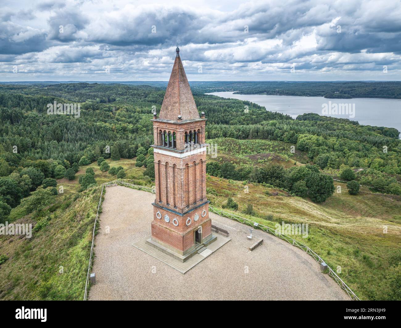 Himmelbjerget tower, one of the highest places in Denmark Stock Photo ...