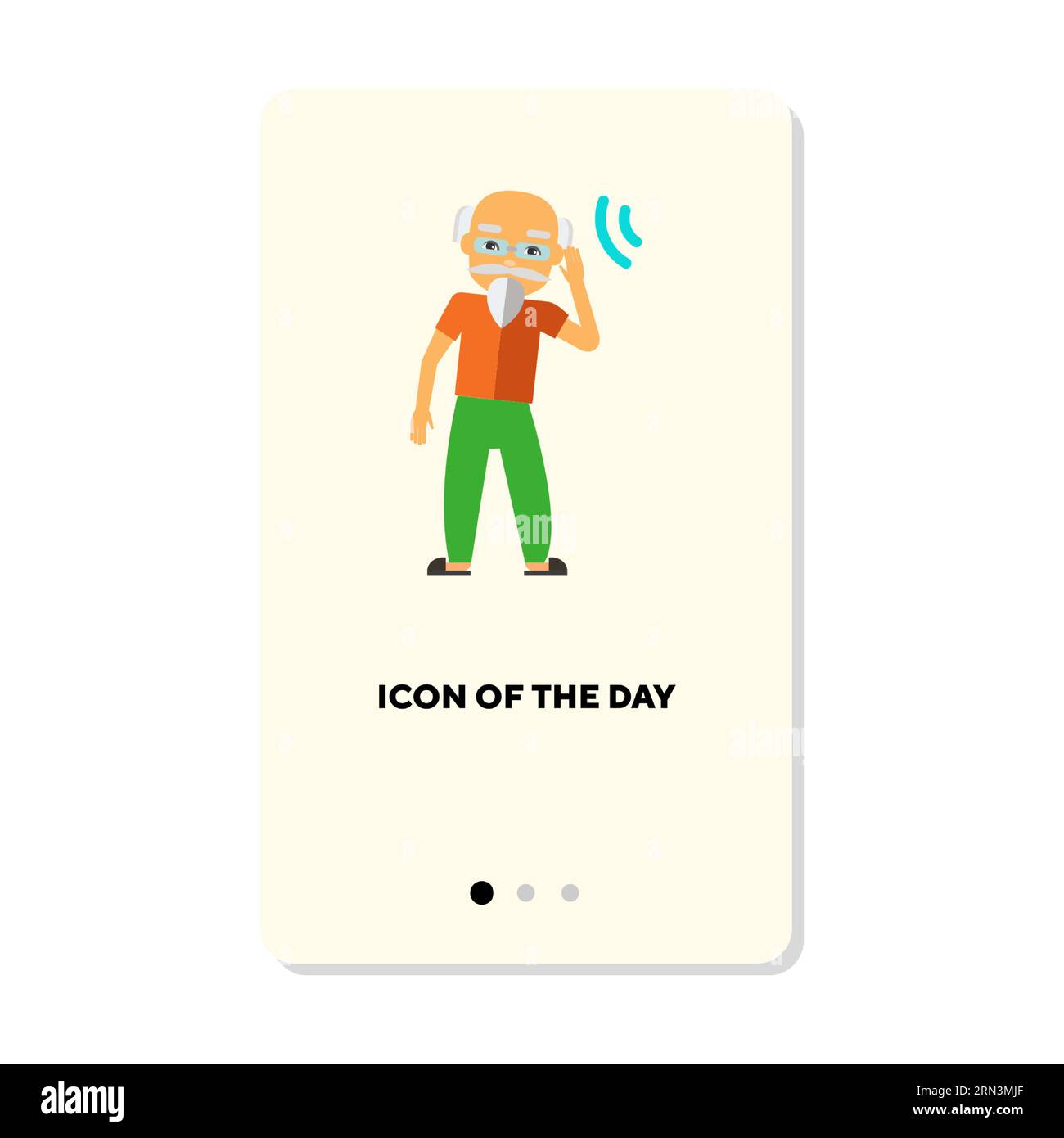 Senior person struggling to hear flat vector icon Stock Vector Image ...