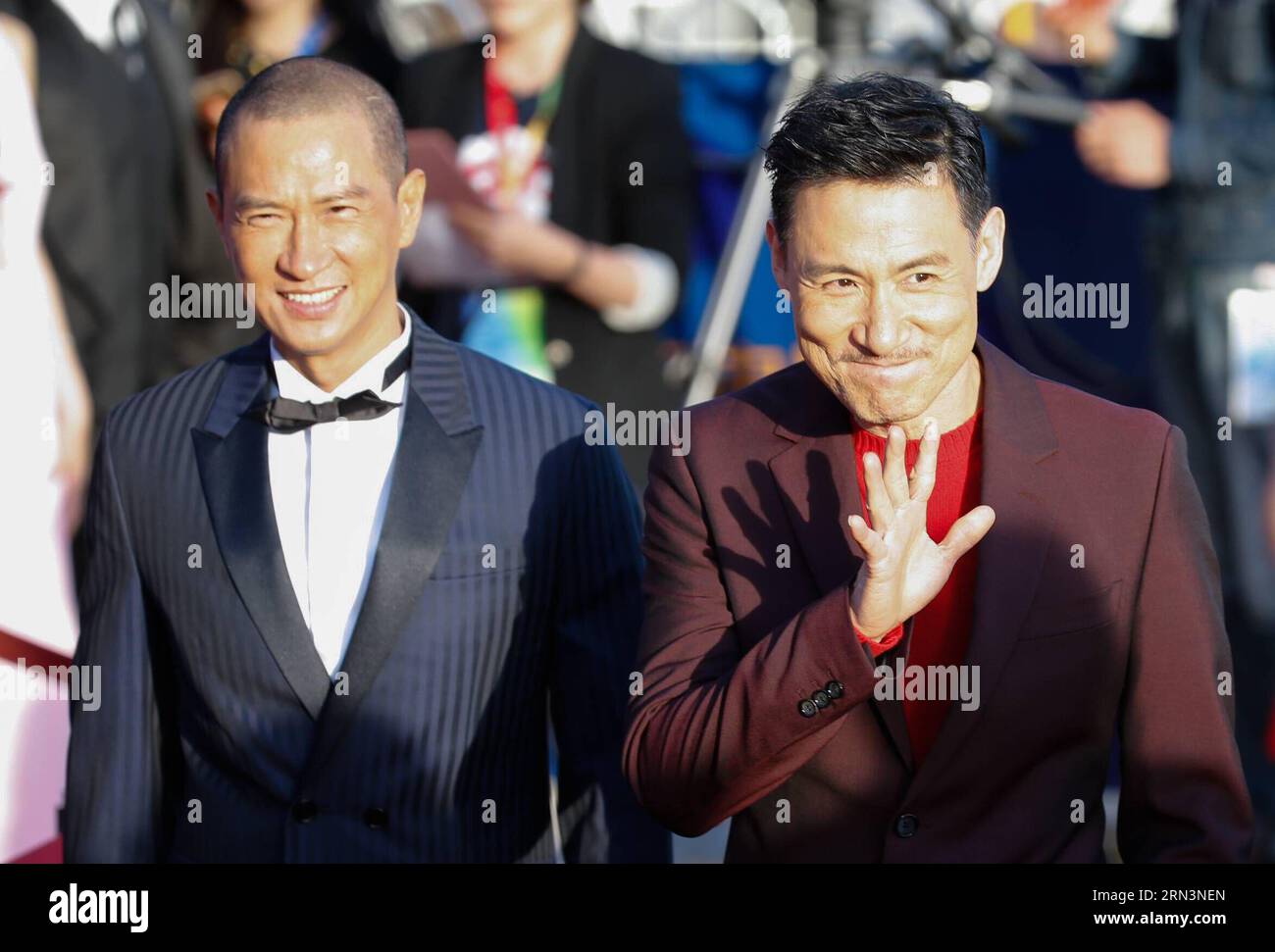 (150423) -- BEIJING, April 23, 2015 -- Actors of the movie Helios Nick Cheung (L) and Jacky Cheung walk the red carpet during the closing ceremony of the fifth Beijing International Film Festival (BJIFF) in Beijing, capital of China, April 23, 2015. The BJIFF closed here on Thursday. ) (mp) CHINA-BEIJING-FILM FESTIVAL-CLOSING (CN) ShenxBohan PUBLICATIONxNOTxINxCHN   Beijing April 23 2015 Actors of The Movie Helios Nick Cheung l and Jacky Cheung Walk The Red Carpet during The CLOSING Ceremony of The Fifth Beijing International Film Festival  in Beijing Capital of China April 23 2015 The  Closed Stock Photo