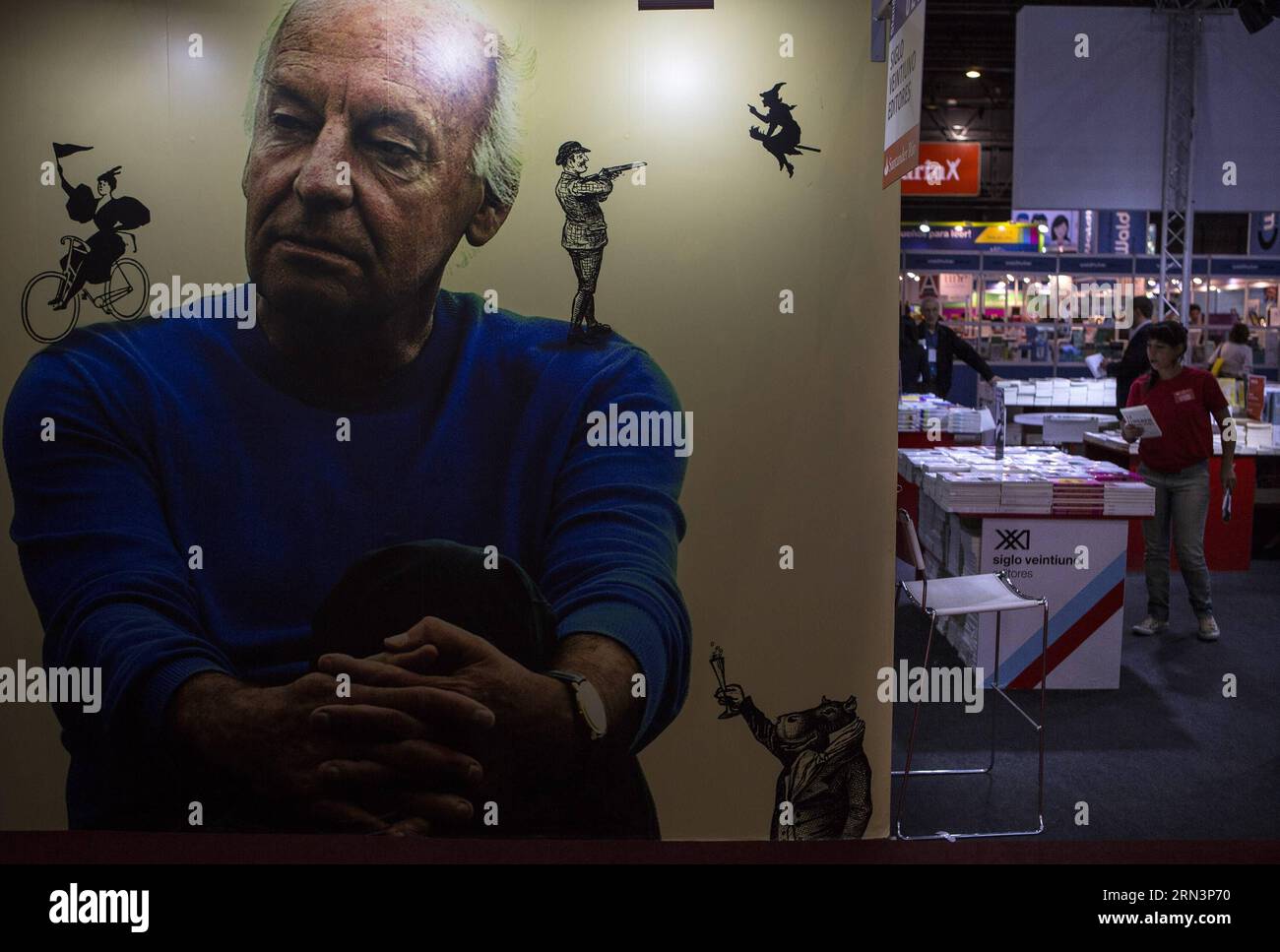 (150423) -- BUENOS AIRES, April 23, 2015 -- A poster with the image of the late Uruguayan writer Eduardo Galeano is seen during the 41st Buenos Aires International Book Fair, in Buenos Aires, Argentina, on April 23, 2015. Martin Zabala) (vf) ARGENTINA-BUENOS AIRES-CULTURE-BOOK FAIR e MARTINxZABALA PUBLICATIONxNOTxINxCHN   Buenos Aires April 23 2015 a Poster With The Image of The Late Uruguayan Writer Eduardo Galeano IS Lakes during The 41st Buenos Aires International Book Fair in Buenos Aires Argentina ON April 23 2015 Martin Zabala VF Argentina Buenos Aires Culture Book Fair e MartinXZabala P Stock Photo