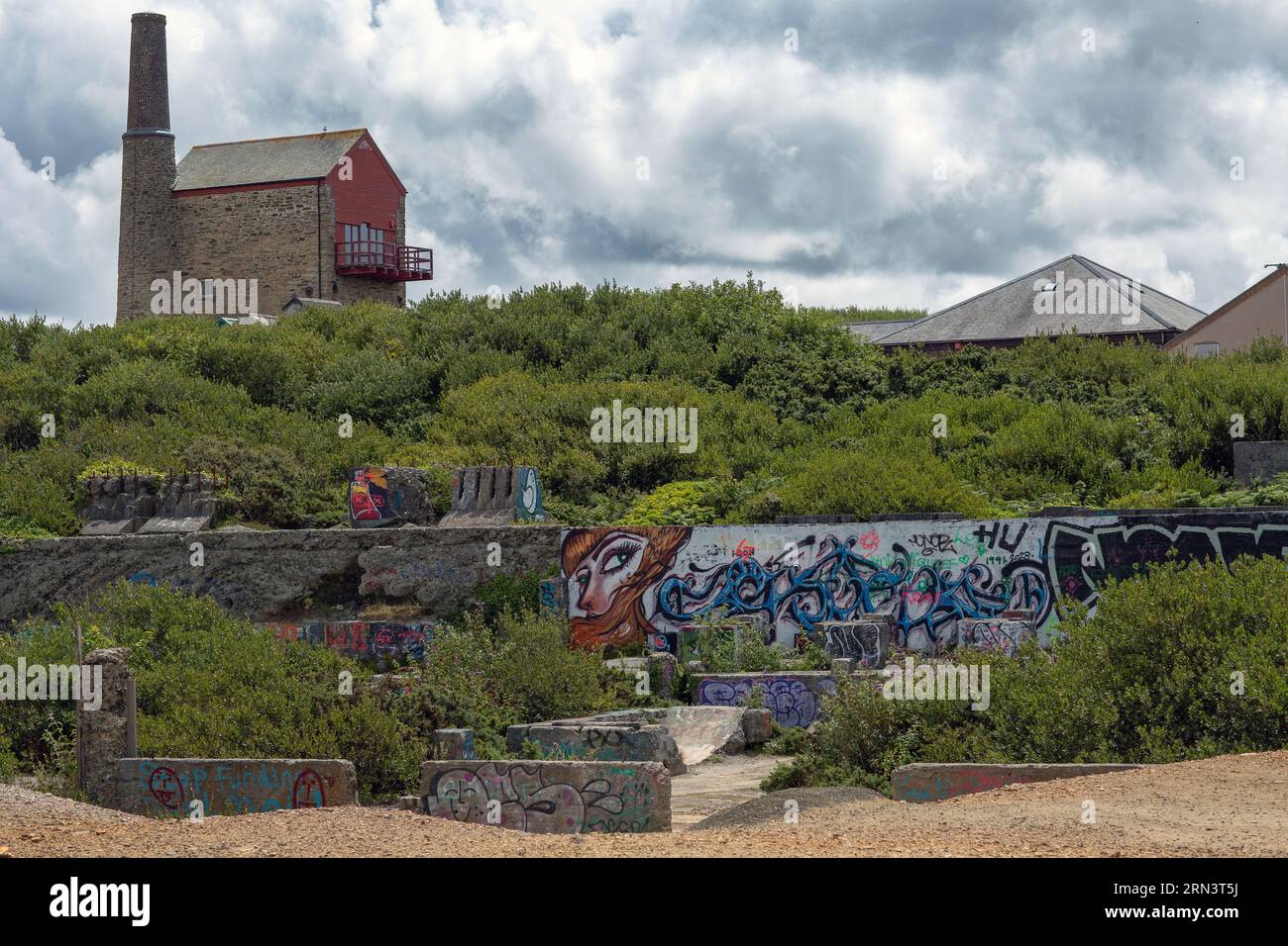 Wheal Kitty Workshops,Trevaunance Cove in St Agnes ,Cornwall , England Stock Photo