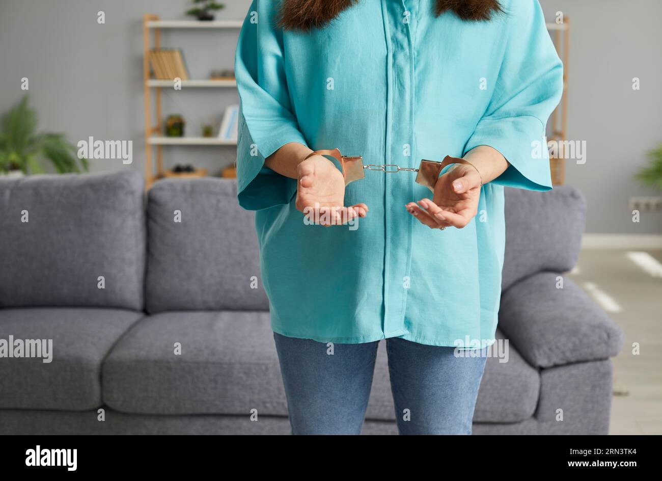 Young pregnant woman in handcuffs can't get an abortion and is forced