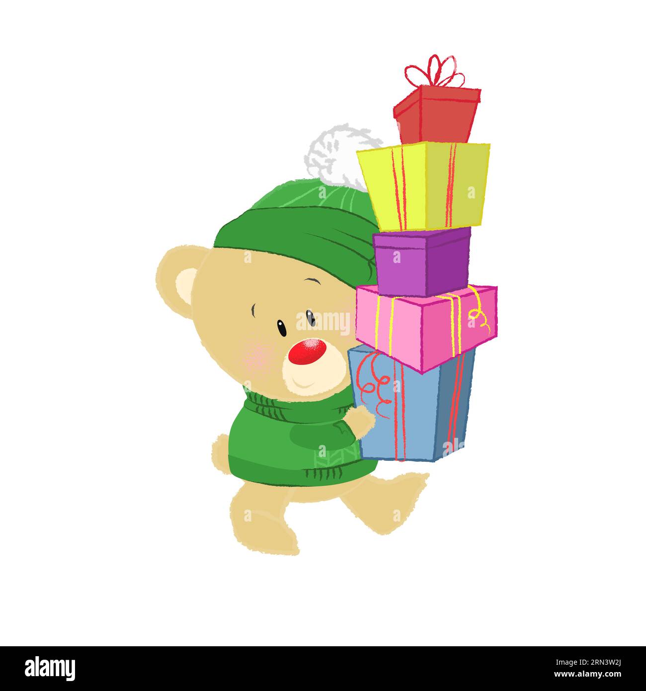 Cute teddy bear in green hat Stock Vector Image & Art - Alamy