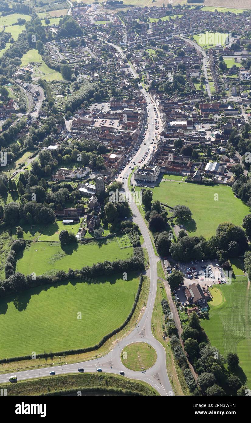 aerial view of the market town of Bedale, North Yorkshire Stock Photo
