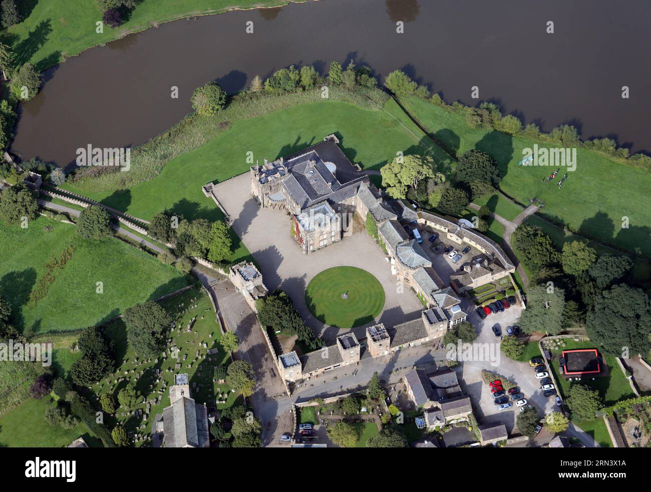 aerial view of Ripley, North Yorkshire Stock Photo