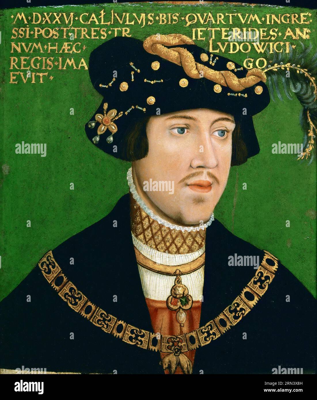 Portrait of Louis II, king van Hungary circa 1522 by Hans Krell Stock Photo