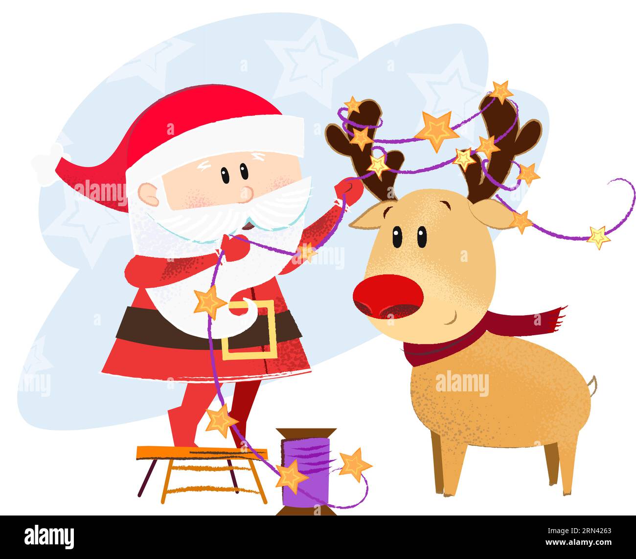 Santa decorating antlers of reindeer Stock Vector Image & Art - Alamy