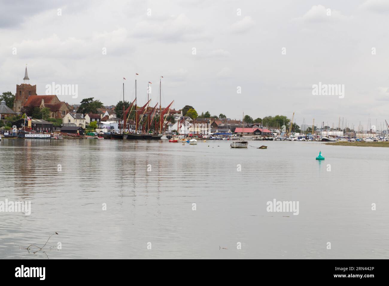 View towards the Hythe Quay, Maldon, Essex on the bank of the River Chelmer Stock Photo