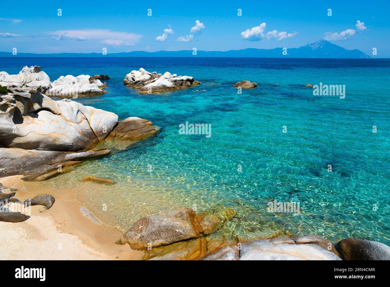 Beach, Kavourotripes Paradise, Kavourotrypes, Toroni, Torone, Sithonia, Chalkidiki, Central Macedonia, Greece Stock Photo