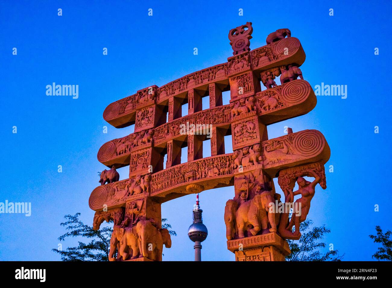 Replica of the Sanchi Gate at the Humboldt Forum, Berlin, Germany Stock Photo