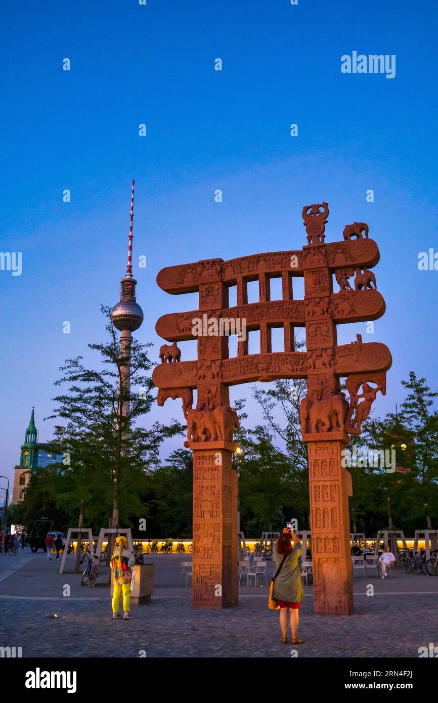 Replica of the Sanchi Gate at the Humboldt Forum, Berlin, Germany Stock Photo